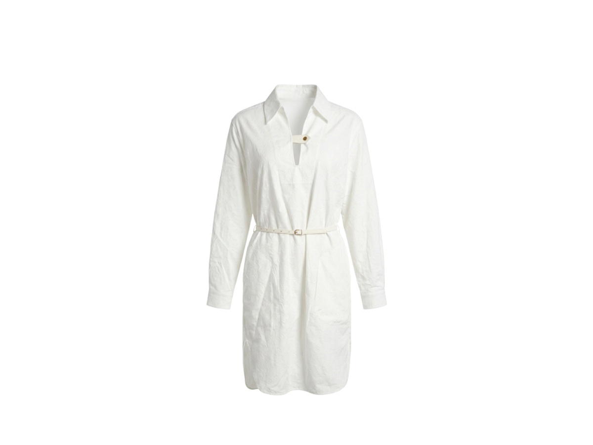 Louis Vuitton Louis Vuitton Monogram Long Sleeve Shirt Dress White