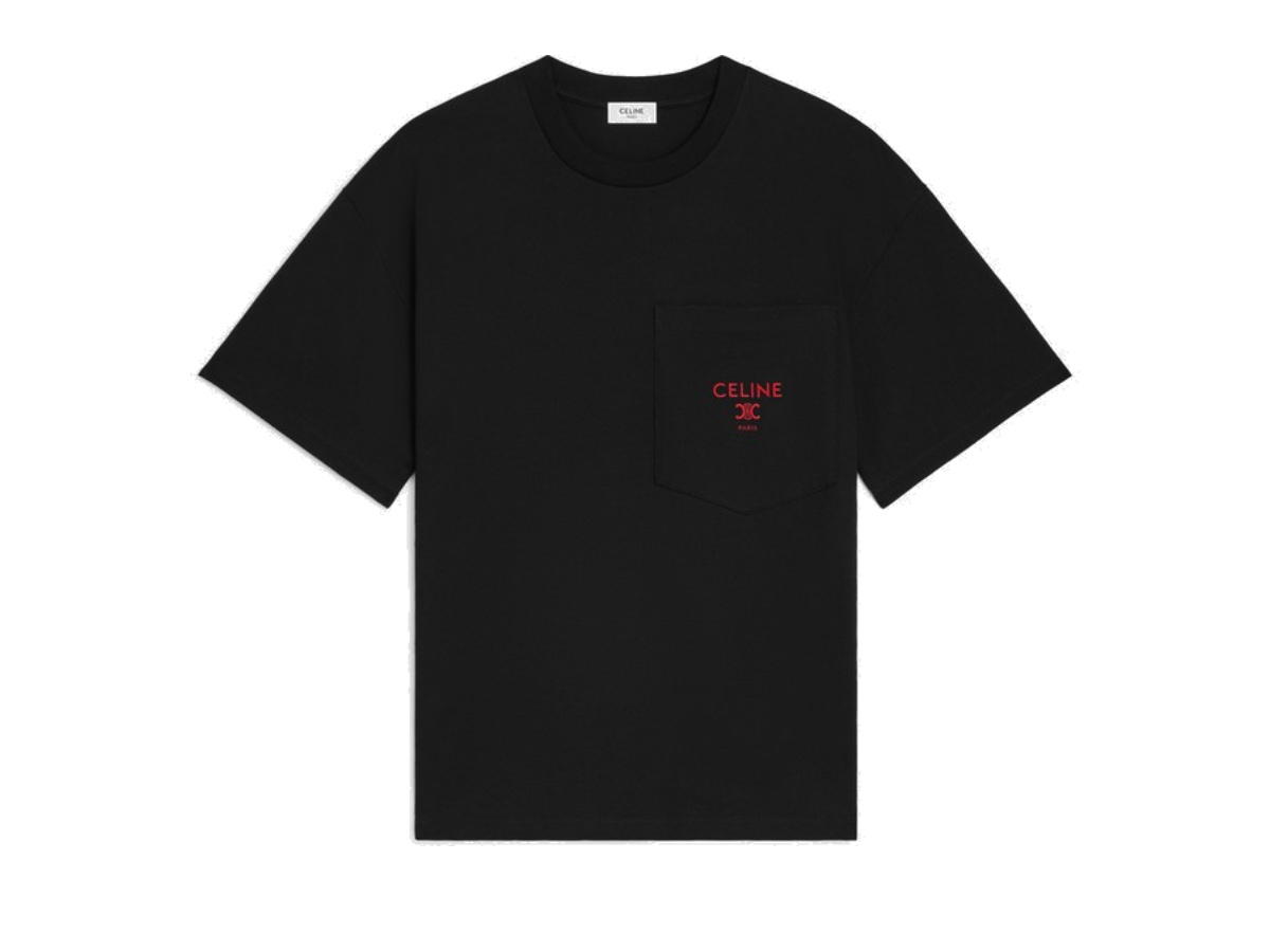 Celine Celine Cotton Jersey T-shirt Black Rouge Cerise