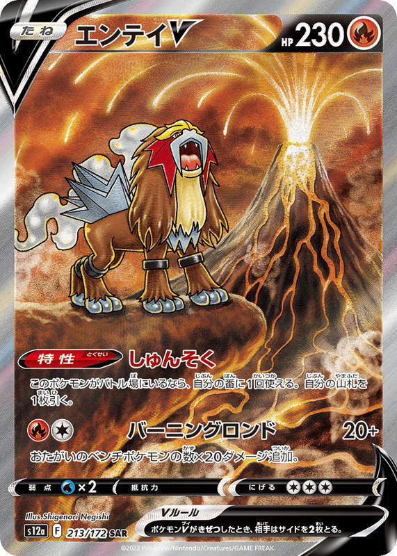 Pokemon Pokemon Entei V SAR [S12a 213/172] Sword & Shield "VSTAR Universe" (JP)