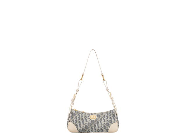 Dior Dior 30 Montaigne Wanderlust Mini Bag In Blue Dior Oblique Chambray With Raffia Effect And Light Biscuit Smooth Calfskin With Gold Hardware - view 1