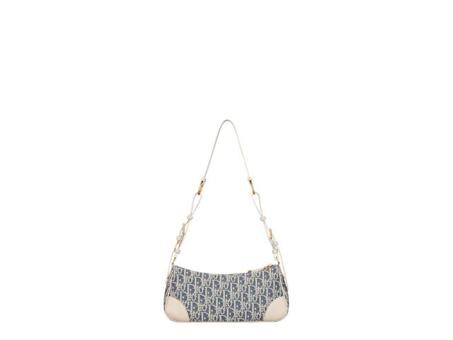 Dior Dior 30 Montaigne Wanderlust Mini Bag In Blue Dior Oblique Chambray With Raffia Effect And Light Biscuit Smooth Calfskin With Gold Hardware - view 2