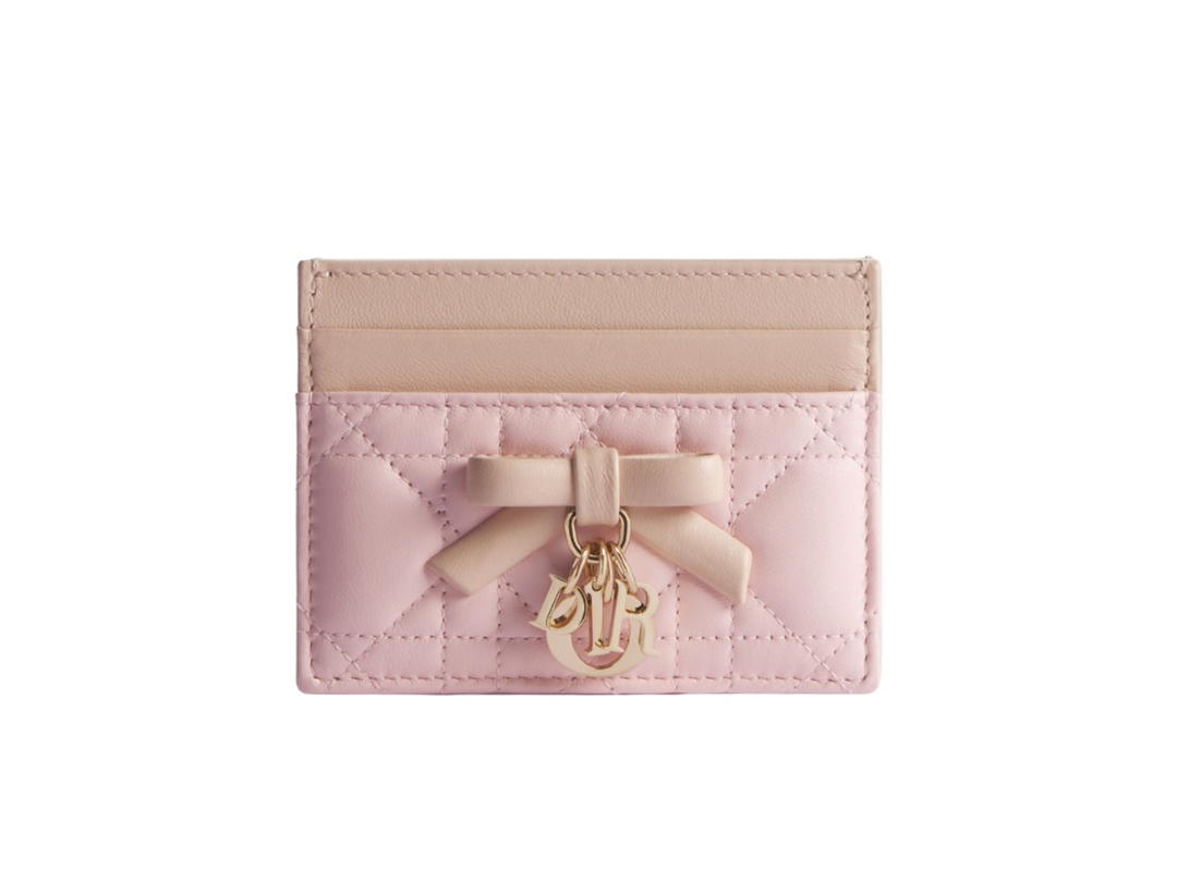 Dior Dior Lady Dior Freesia Card Holder Pink Latte White