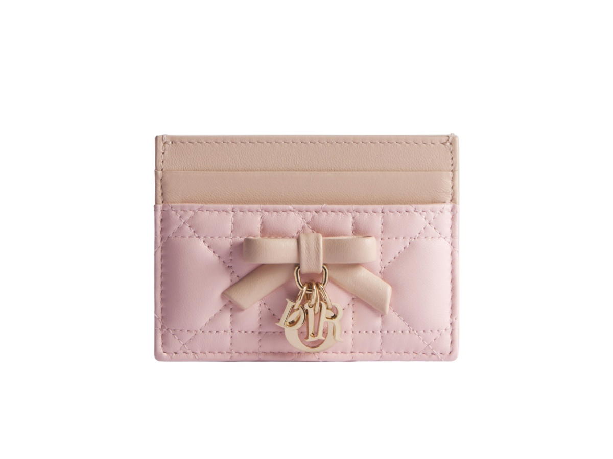 Dior Dior Lady Dior Freesia Card Holder Pink Latte White