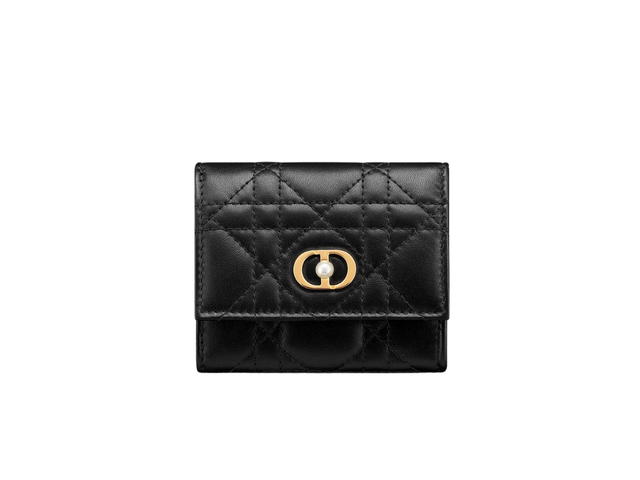 Dior Dior Jolie Hibiscus Wallet In Black Cannage Lambskin - view 1