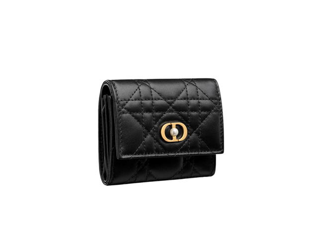 Dior Dior Jolie Hibiscus Wallet In Black Cannage Lambskin - view 2