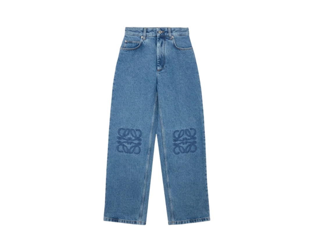 Loewe Loewe Anagram Baggy Jeans In Cotton Jeans Blue