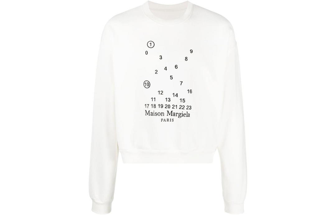 Maison Margiela Maison Margiela FW22 Digital Logo Letter Print Crewneck Sweatshirt - White