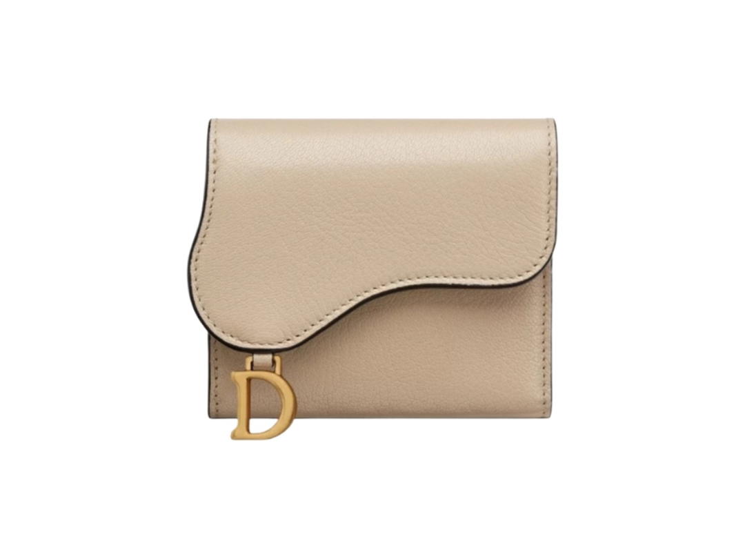 Dior Dior Saddle Lotus Wallet Goatskin Sand