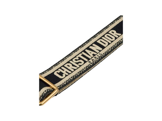 Dior Dior Adjustable Shoulder Strap With Ring Black Christian Dior Paris Embroidery - view 2