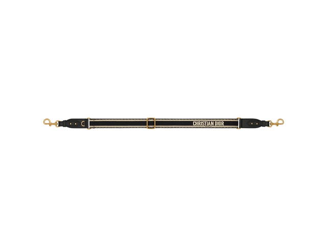 Dior Dior Adjustable Shoulder Strap With Ring Black Christian Dior Paris Embroidery - view 3