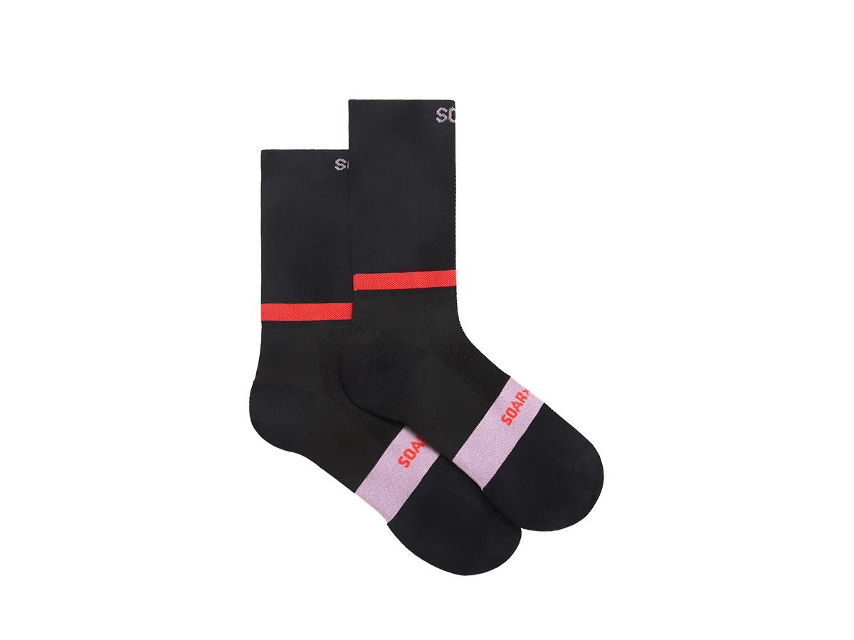 SOAR Running SOAR Running Crew Sock BlackFluro Coral Pink