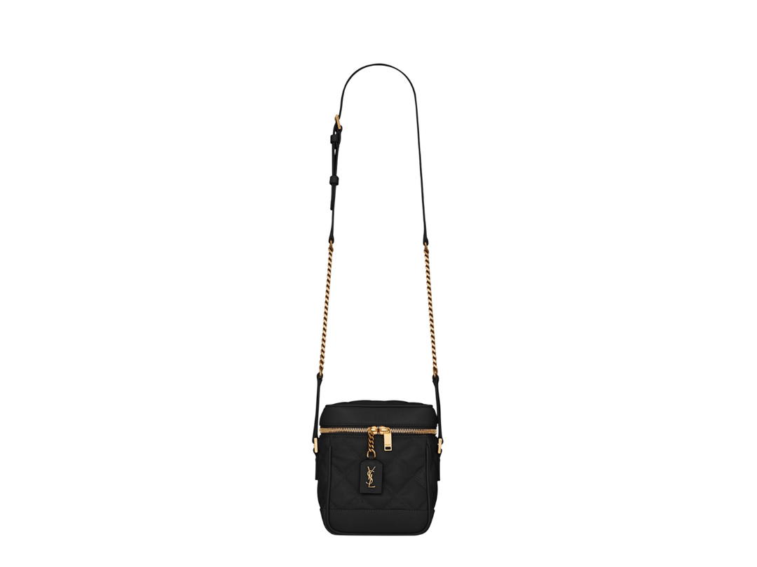 Saint Laurent Saint Laurent 80's Vanity Bag In Quilted Grain De Poudre Embossed Leather Black