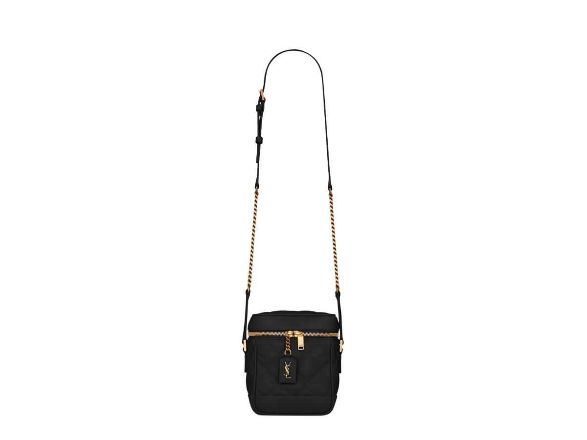 Saint Laurent Saint Laurent 80's Vanity Bag In Quilted Grain De Poudre Embossed Leather Black