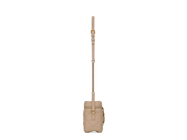 Saint Laurent Saint Laurent 80's Vanity Bag In Quilted Grain De Poudre Embossed Leather With Gold-Toned Metal Hardware Dark Beige - view 3