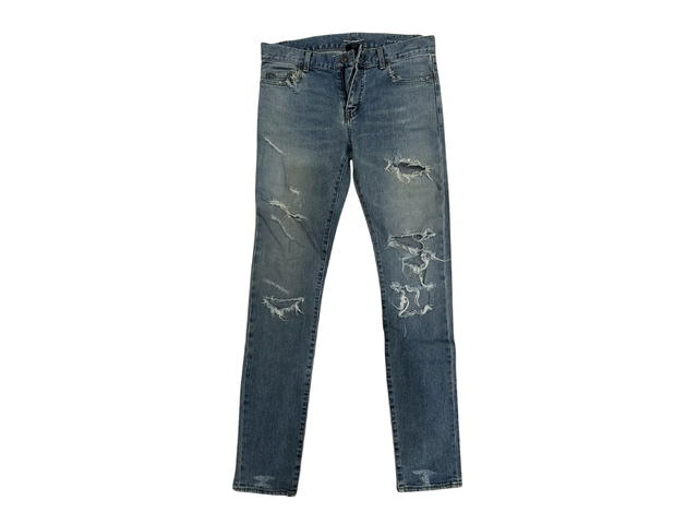 Saint Laurent Saint Laurent ans Mens D02 M/SK-LW Distressed Skinny Fit Blue - view 1