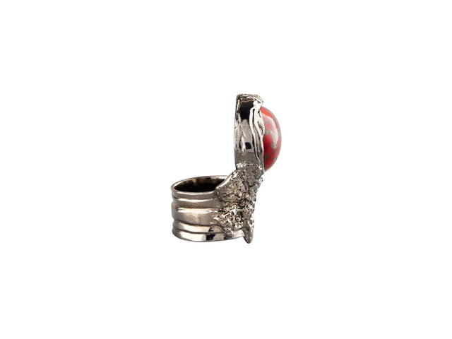 Saint Laurent Saint Laurent Arty Ring Silver-Tone Metal And Red Stone - view 2