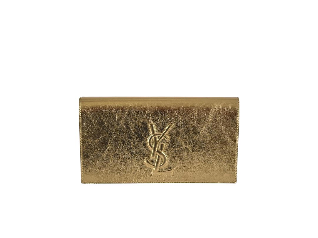 Saint Laurent Saint Laurent Belle De Jour Clutch Bag In Metallic Gold Leather