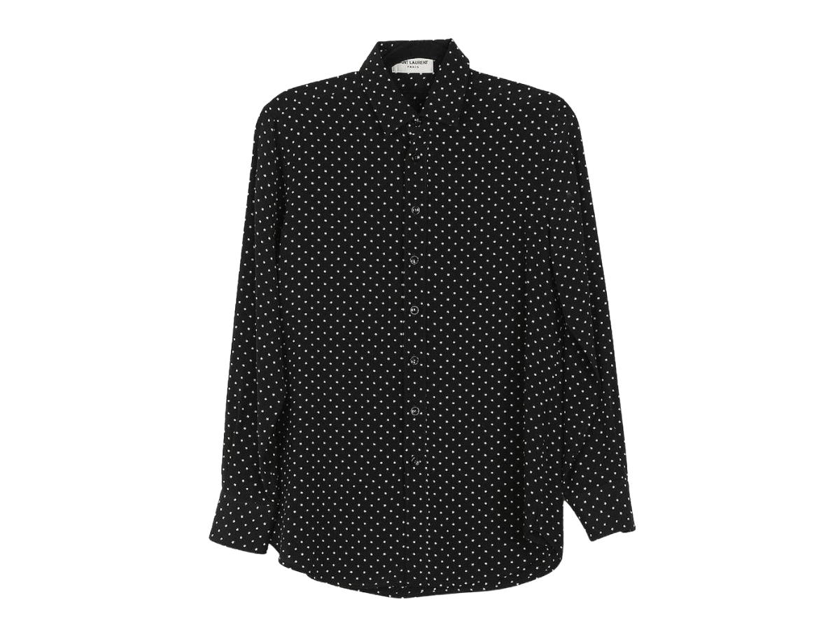 Saint Laurent Saint Laurent Black With White Stars Silk Long Sleeves Shirt
