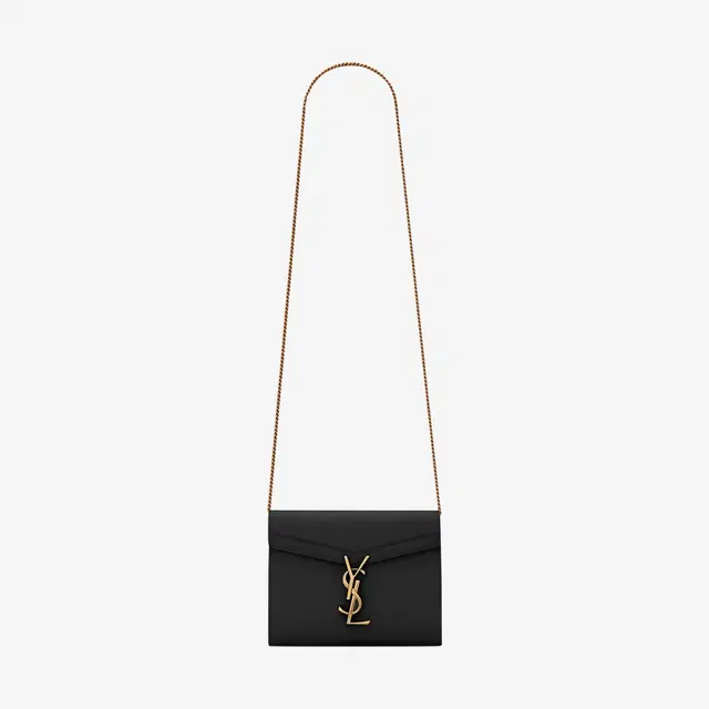 Saint Laurent Saint Laurent Cassandra Chain Wallet in Grain de Poudre Embossed Leather Black - view 1