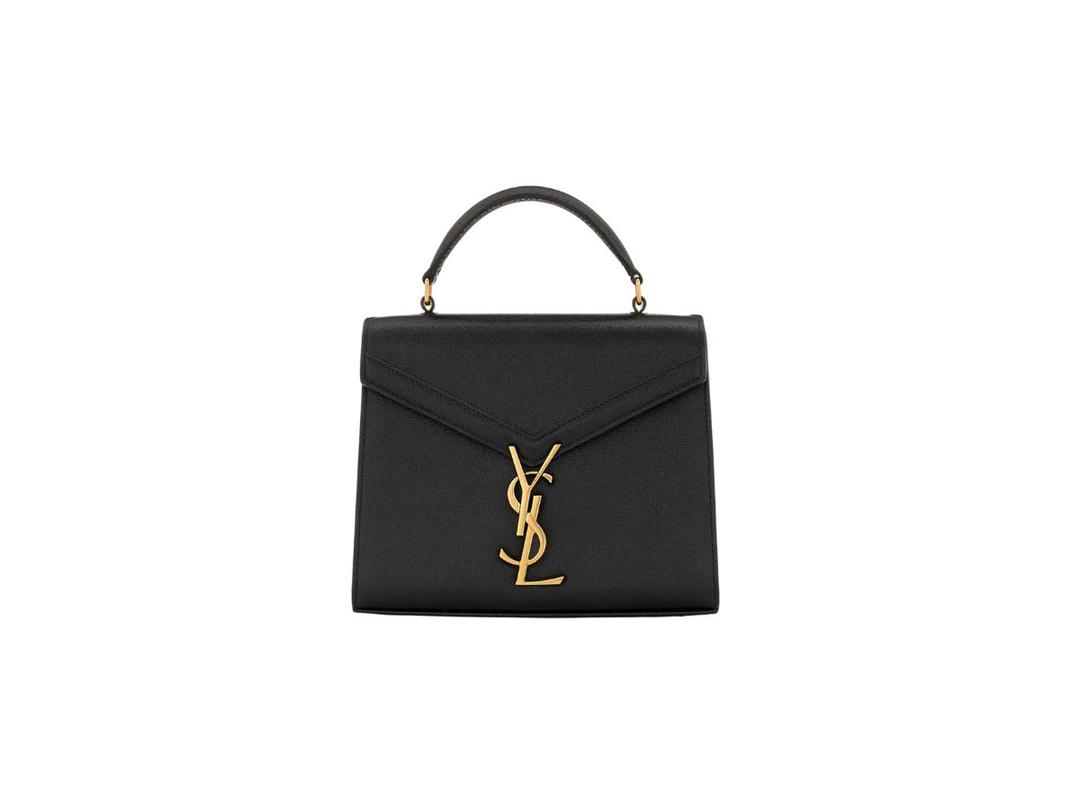 Saint Laurent Saint Laurent Cassandra Mini Top Handle Bag In Grain De Poudre Embossed Leather With Bronze-Toned Metal Hardware Black