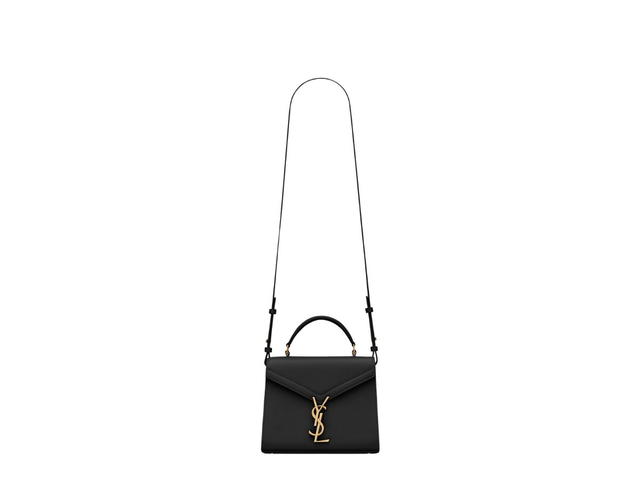 Saint Laurent Saint Laurent Cassandra Mini Top Handle Bag In Grain De Poudre Embossed Leather With Bronze-Toned Metal Hardware Black - view 3