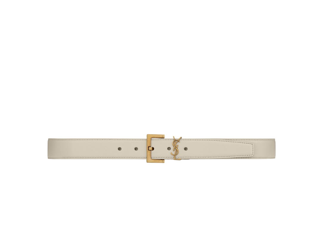 Saint Laurent Saint Laurent Cassandre Belt With Square Buckle 30MM In Shiny Box Saint Laurent Leather With Bronze-Toned Metal Hardware Blanc Vintage