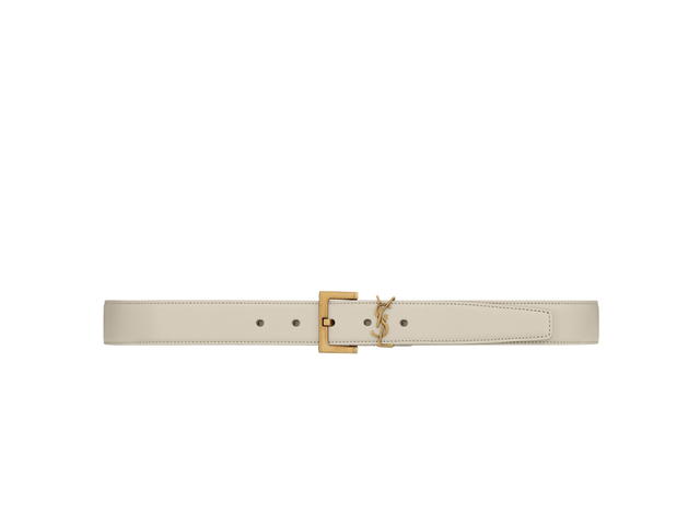 Saint Laurent Saint Laurent Cassandre Belt With Square Buckle 30MM In Shiny Box Saint Laurent Leather With Bronze-Toned Metal Hardware Blanc Vintage - view 1