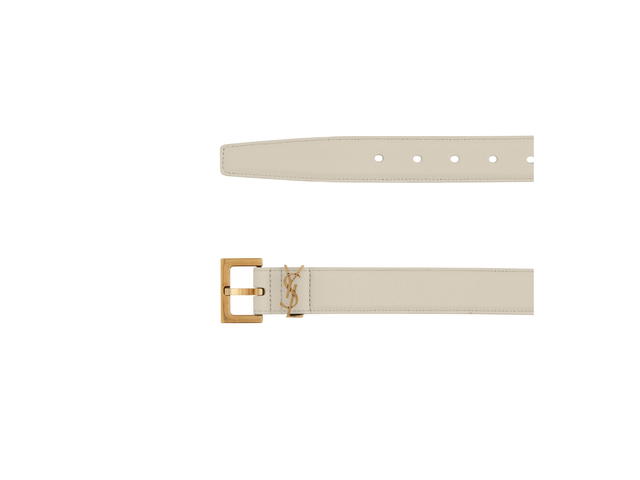 Saint Laurent Saint Laurent Cassandre Belt With Square Buckle 30MM In Shiny Box Saint Laurent Leather With Bronze-Toned Metal Hardware Blanc Vintage - view 2