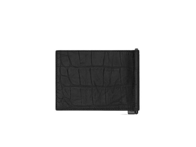 Saint Laurent Saint Laurent Cassandre Bill Clip Wallet In Crocodile-Embossed Leather With Black Matte Enamel Hardware Black - view 3