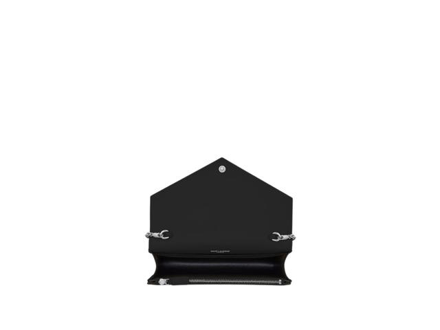 Saint Laurent Saint Laurent Cassandre Envelope Chain Wallet In Grain De Poudre Leather With Silver-Toned Brass Hardware Noir - view 3