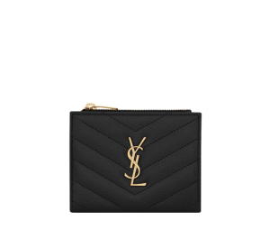 Buy Saint Laurent Cassandre Matelassé Bi-Fold Wallet In Grain De Poudre Embossed Leather With Gold-Toned Hardware Black at Sasom – Authentic and Ready to Ship
