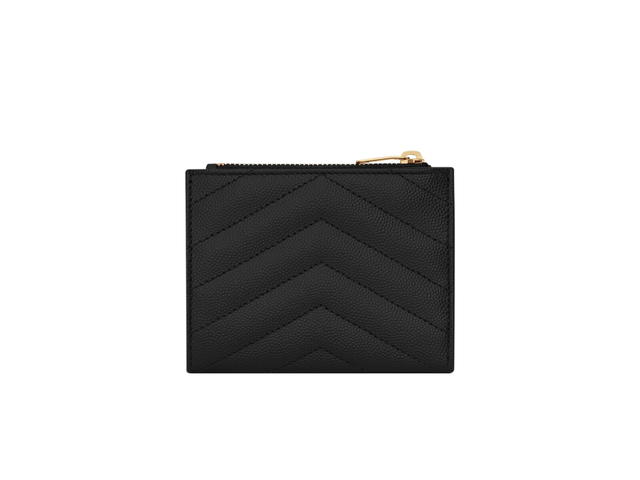 Saint Laurent Saint Laurent Cassandre Matelassé Bi-Fold Wallet In Grain De Poudre Embossed Leather With Gold-Toned Hardware Black - view 2