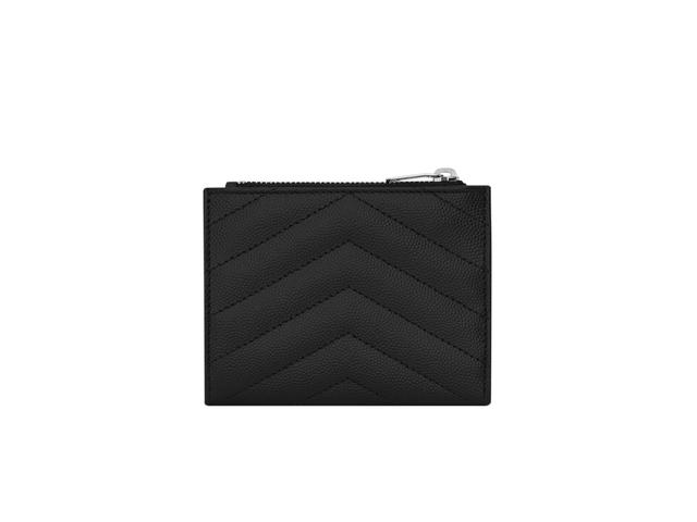 Saint Laurent Saint Laurent Cassandre Matelassé Bi-Fold Wallet In Grain De Poudre Embossed Leather With Silver-Toned Hardware Black - view 2