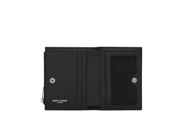 Saint Laurent Saint Laurent Cassandre Matelassé Bi-Fold Wallet In Grain De Poudre Embossed Leather With Silver-Toned Hardware Black - view 3