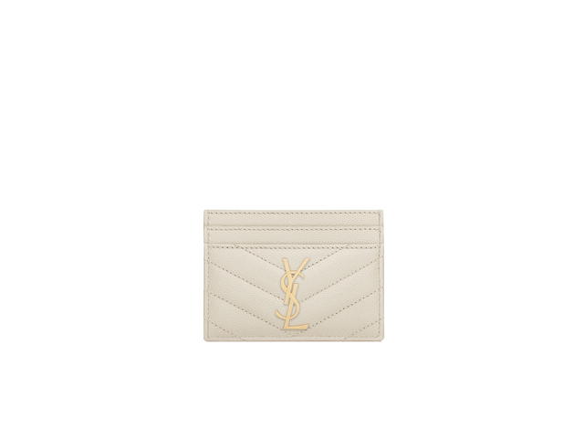 Saint Laurent Saint Laurent Cassandre Matelassé Card Case In Grain De Poudre Embossed Leather With Gold-Tone Metal Hardware Blanc Vintage - view 1