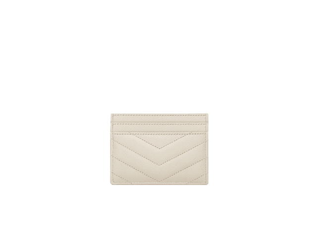 Saint Laurent Saint Laurent Cassandre Matelassé Card Case In Grain De Poudre Embossed Leather With Gold-Tone Metal Hardware Blanc Vintage - view 2