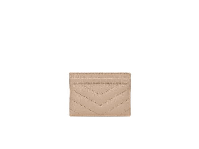 Saint Laurent Saint Laurent Cassandre Matelassé Card Case In Grain De Poudre Embossed Leather With Gold-Tone Metal Hardware Dark Beige - view 2