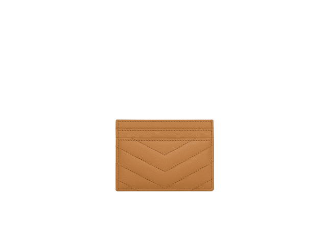 Saint Laurent Saint Laurent Cassandre Matelassé Card Case In Grain De Poudre Embossed Leather With Gold-Tone Metal Hardware Dark Natural - view 2