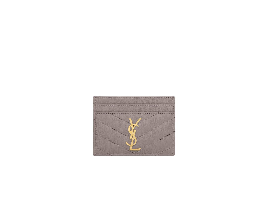 Saint Laurent Saint Laurent Cassandre Matelassé Card Case In Grain De Poudre Embossed Leather With Gold-Tone Metal Hardware Fog