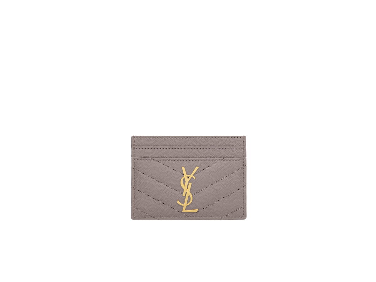 Saint Laurent Saint Laurent Cassandre Matelassé Card Case In Grain De Poudre Embossed Leather With Gold-Tone Metal Hardware Fog