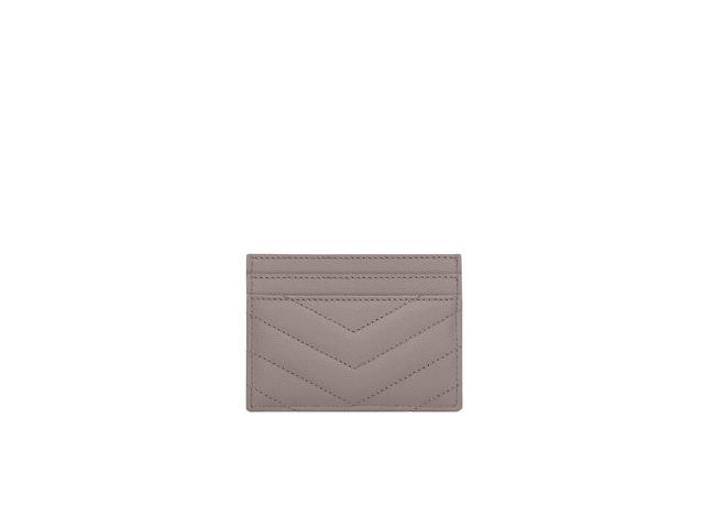 Saint Laurent Saint Laurent Cassandre Matelassé Card Case In Grain De Poudre Embossed Leather With Gold-Tone Metal Hardware Fog - view 2