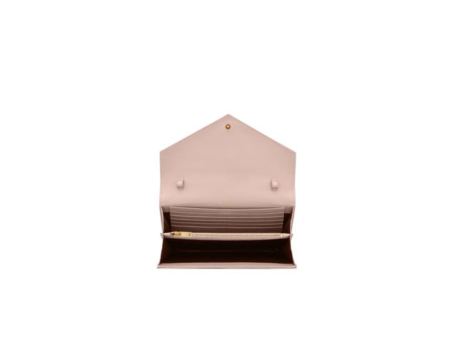 Saint Laurent Saint Laurent Cassandre Matelassé Chain Wallet In Grain De Poudre Embossed Leather With Gold-Toned Hardware Pale Pink - view 2