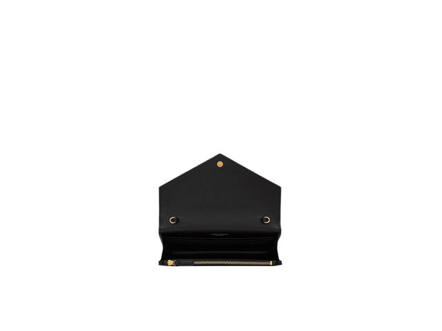Saint Laurent Saint Laurent Cassandre Matelassé Envelope Chain Wallet In Grain De Poudre Embossed Leather With Gold-Toned Metal Hardware Noir - view 3
