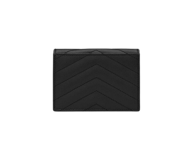 Saint Laurent Saint Laurent Cassandre Matelassé Flap Card Case In Grain De Poudre Embossed Leather With Gold-Toned Metal Hardware Black - view 3