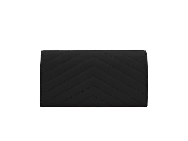 Saint Laurent Saint Laurent Cassandre Matelassé Large Flap Wallet In Grain De Poudre Embossed Leather With Gold-Toned Metal Hardware Black - view 2