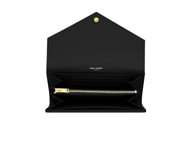 Saint Laurent Saint Laurent Cassandre Matelassé Large Flap Wallet In Grain De Poudre Embossed Leather With Gold-Toned Metal Hardware Black - view 3