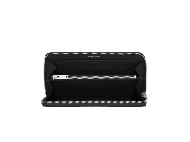 Saint Laurent Saint Laurent Cassandre Matelassé Zip Around Wallet In Grain De Poudre Embossed Leather With Silver-Toned Hardware Black - view 3