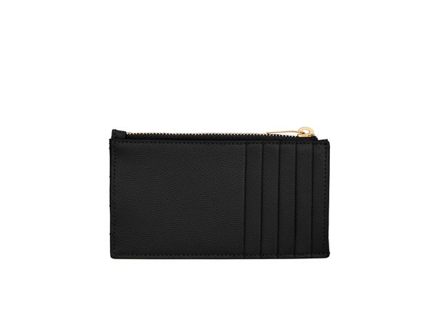 Saint Laurent Saint Laurent Cassandre Matelasse Zipped Fragments Card Case In Grain De Poudre Embossed Leather With Gold-Toned Metal Hardware Black - view 2