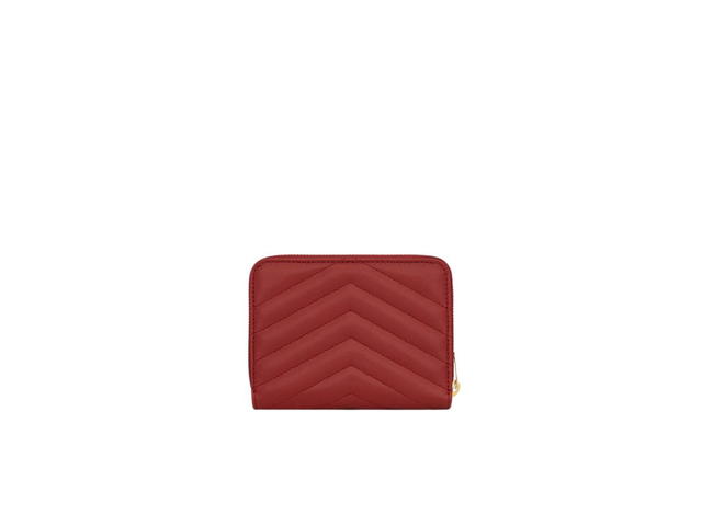 Saint Laurent Saint Laurent Cassandre Matelassé Compact Zip Around Wallet In Quilted Leather With Gold-Toned Metal Hardware Rouge Opium - view 2