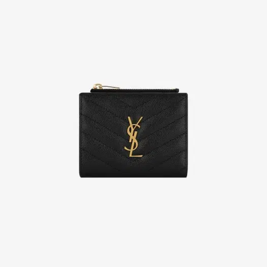Buy Saint Laurent Cassandre Matelasse Bi-fold Wallet in Grain de Poudre Embossed Leather Black at Sasom – Authentic and Ready to Ship